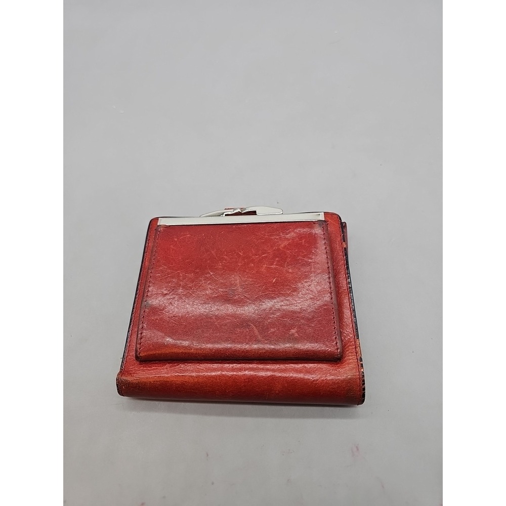 Vtg Bosca Leather wallet card holder coin holder‎ Silver Hardware